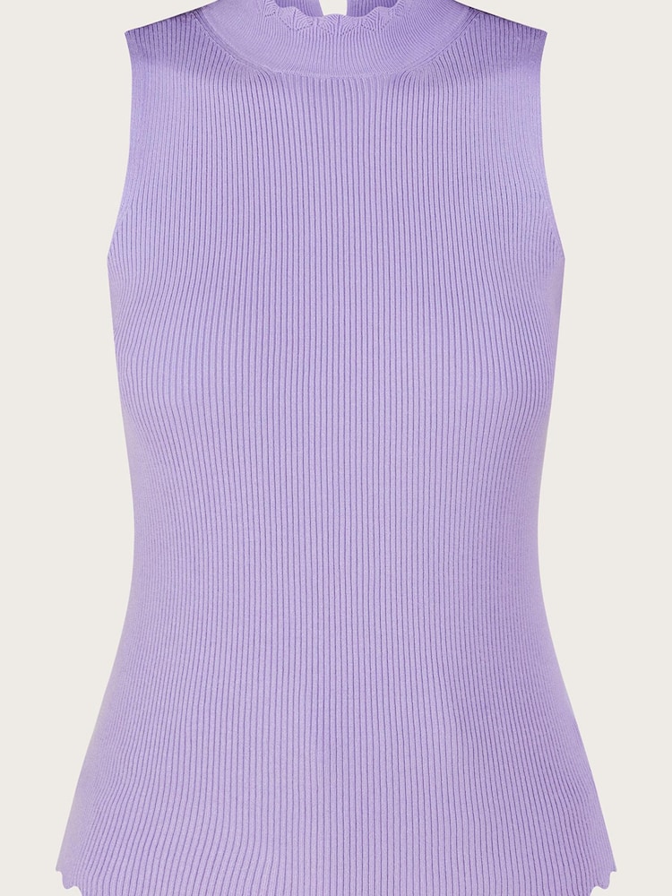 Monsoon Purple Ribbed Halter Neck Tank Top - Image 4 of 4