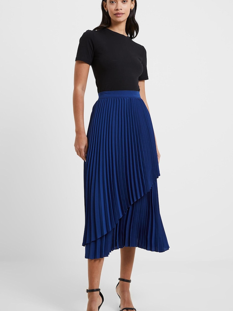 French Connection Blue Arie Pleated Skirt - Image 1 of 4