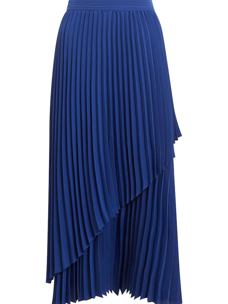 French Connection Blue Arie Pleated Skirt - Image 4 of 4