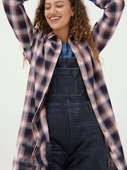 FatFace Blue Billie Longline Check Shirt - Image 1 of 5