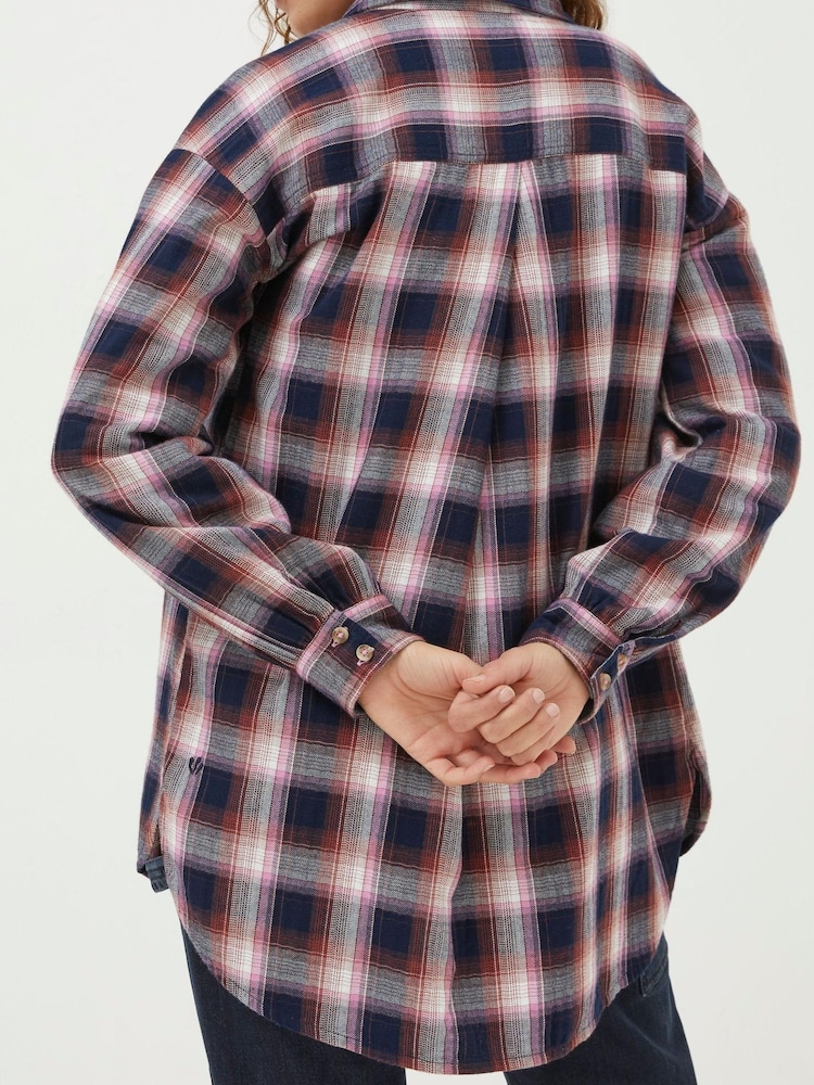FatFace Blue Billie Longline Check Shirt - Image 2 of 5