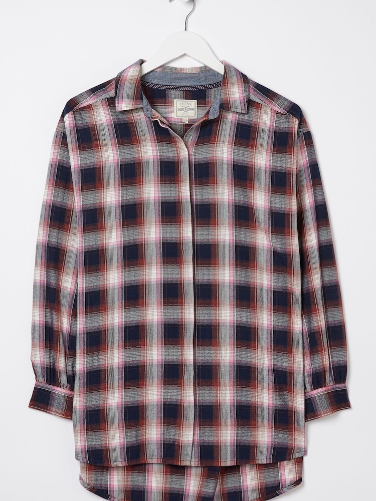 FatFace Blue Billie Longline Check Shirt - Image 5 of 5