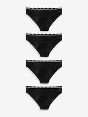 Black Bikini Logo Knickers 4 Pack - Image 1 of 5