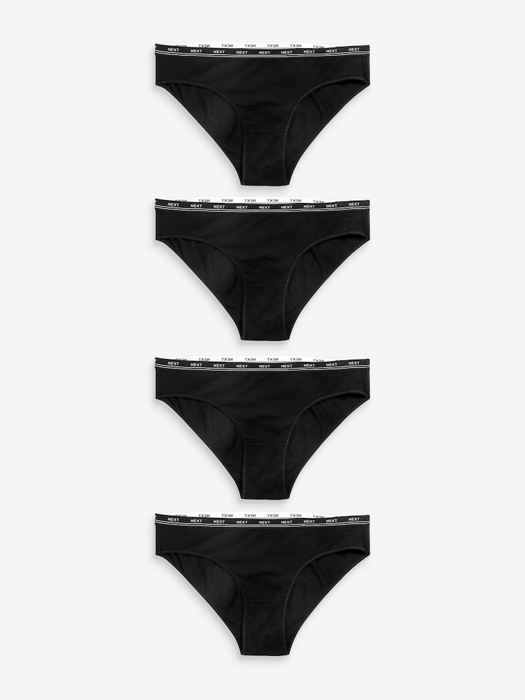 Black Bikini Logo Knickers 4 Pack - Image 1 of 5