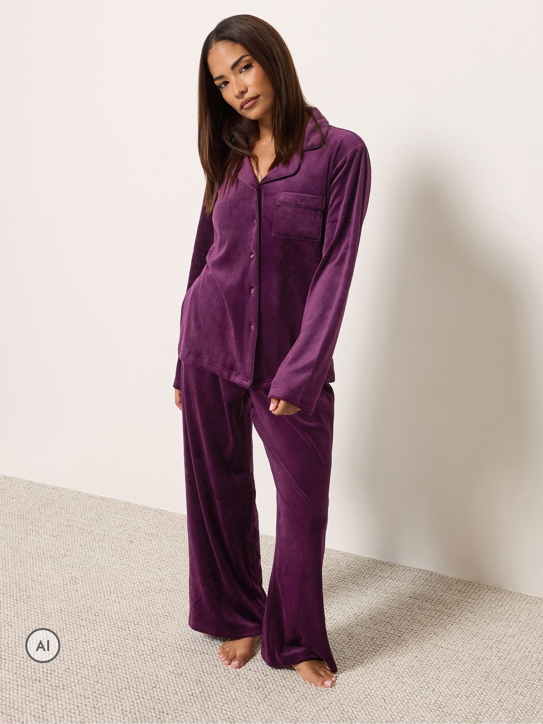 Pixiegirl Women's Purple Petite Super Luxe Pyjama Set In | Size: 16/18 - Image 6