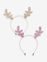 Pink - Haarreif mit weihnachtlichem Rentiergeweih-Design, 2er-Pack, Gold - Bild 1 von 3