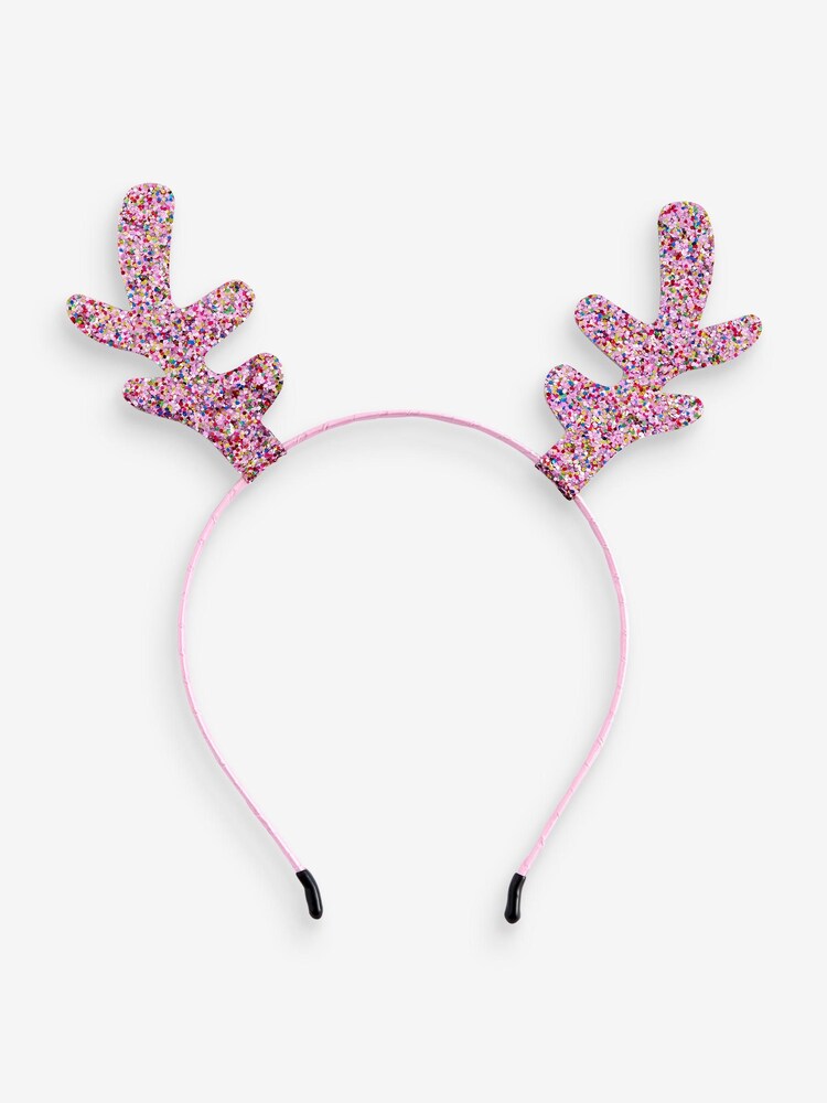 Pink - Haarreif mit weihnachtlichem Rentiergeweih-Design, 2er-Pack, Gold - Bild 2 von 3