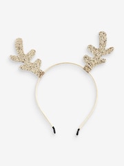 Pink - Haarreif mit weihnachtlichem Rentiergeweih-Design, 2er-Pack, Gold - Bild 3 von 3