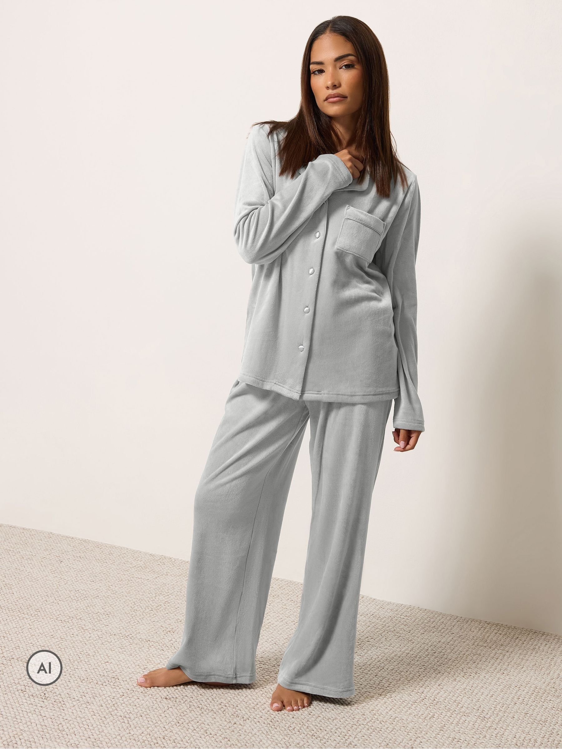 Pixiegirl Women's Grey Petite Super Luxe Pyjama Set In Size 16-18 - Image 6