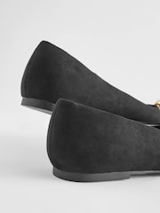 Black Forever Comfort® Square Toe Bow Trim Ballerinas - Image 4 of 6
