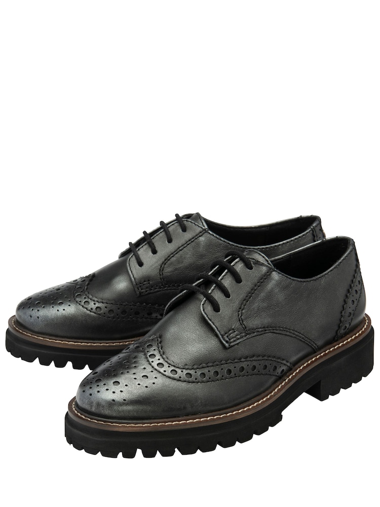 Ravel Grey Leather Brogues - Image 2 of 4