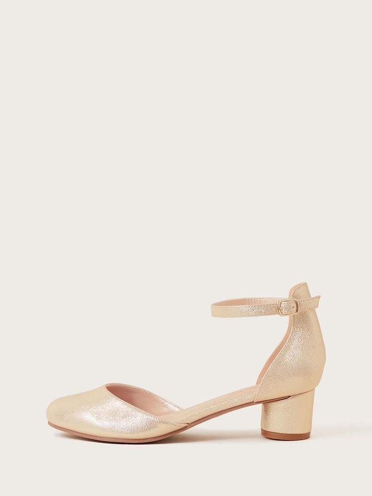 Monsoon Gold Shimmer Two Part Heels - Image 2 of 3