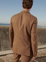 Rdzawy brąz - Linen Blend Tailored Fit Suit Jacket - Image 3 of 11