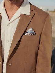 Rdzawy brąz - Linen Blend Tailored Fit Suit Jacket - Image 4 of 11