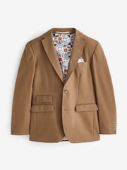 Rdzawy brąz - Linen Blend Tailored Fit Suit Jacket - Image 7 of 11