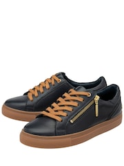 Ravel Blue Leather Zip-Up Trainers - Image 2 of 4