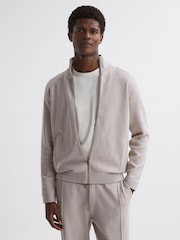 Reiss Oatmeal Melange Reform Dual-Zip Funnel Neck Jumper - Image 1 of 5