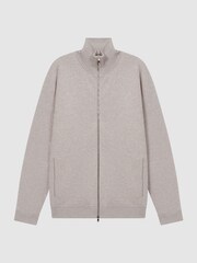 Reiss Oatmeal Melange Reform Dual-Zip Funnel Neck Jumper - Image 2 of 5