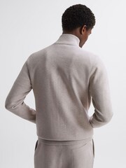 Reiss Oatmeal Melange Reform Dual-Zip Funnel Neck Jumper - Image 5 of 5