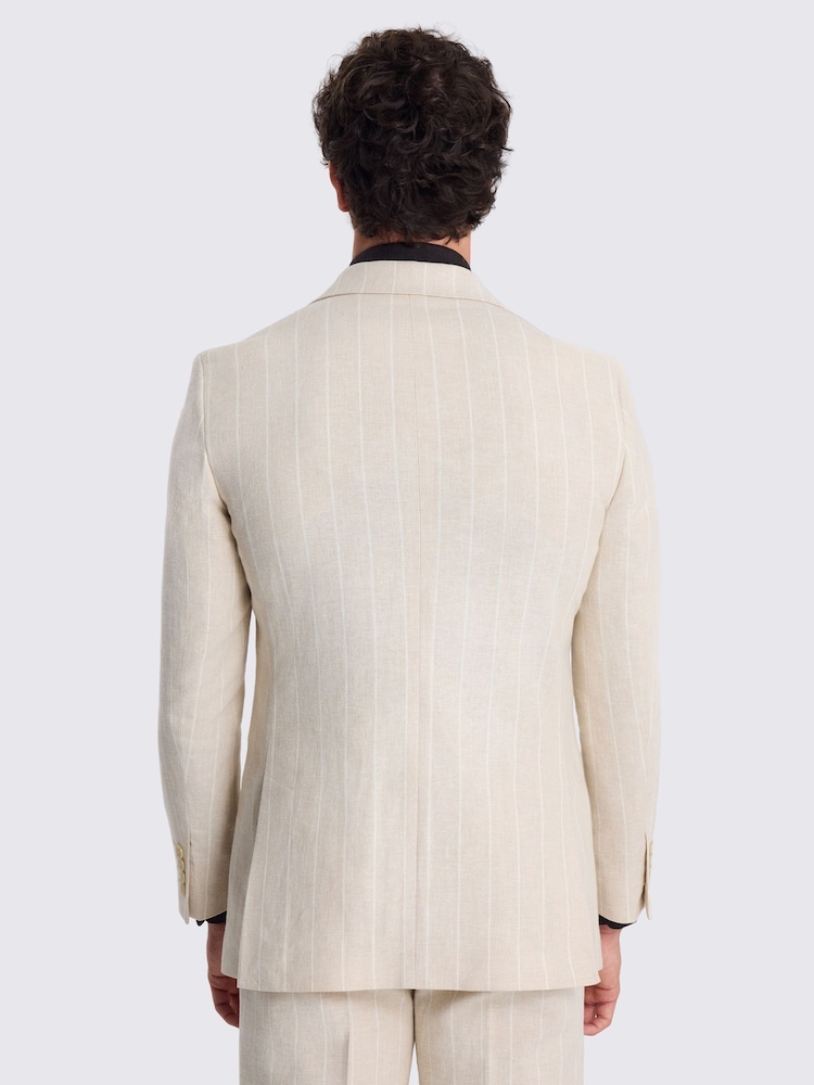 MOSS Natural Relaxed Fit Stripe Linen Suit Jacket - Image 2 of 4
