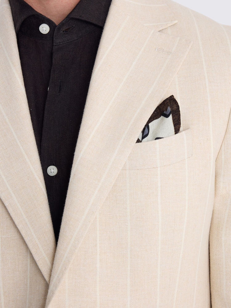 MOSS Natural Relaxed Fit Stripe Linen Suit Jacket - Image 4 of 4