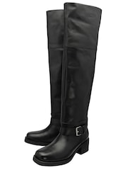 Ravel Black Leather Block-Heel Knee-High Boots - Image 2 of 4