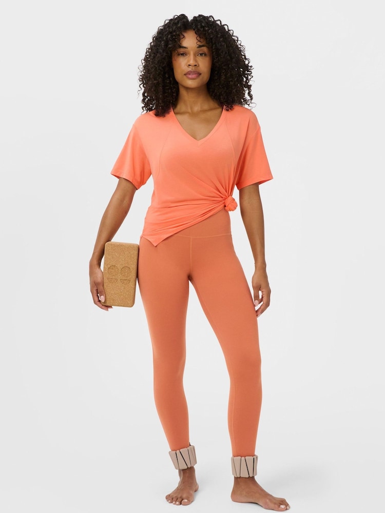 Sweaty Betty Orange Soft Flow Studio V-Neck T-Shirt - Image 2 of 6