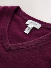 Burgundy Red N.Premium Cashmere Wool V-Neck Jumper - Image 5 of 6