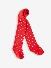 JoJo Maman Bébé Red Gold Spot Cotton Rich Spot Tights - Image 1 of 2
