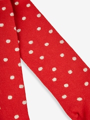 JoJo Maman Bébé Red Gold Spot Cotton Rich Spot Tights - Image 2 of 2