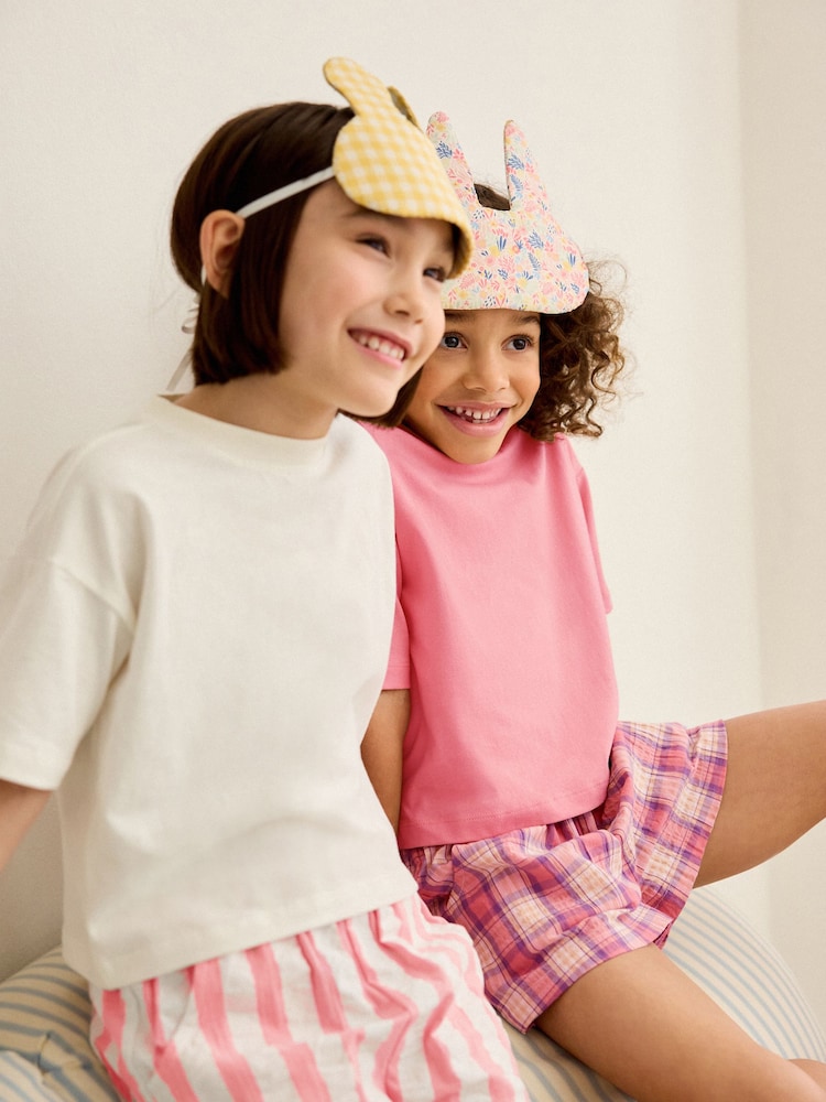 Pink/Cream Woven Check 100% Cotton Pyjamas 2 Pack (3-16yrs) - Image 2 of 9 Pink/Cream Woven Check 100% Cotton Pyjamas 2 Pack (3-16yrs) - Image 2 of 9