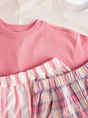 Pink/Cream Woven Check 100% Cotton Pyjamas 2 Pack (3-16yrs) - Image 9 of 9