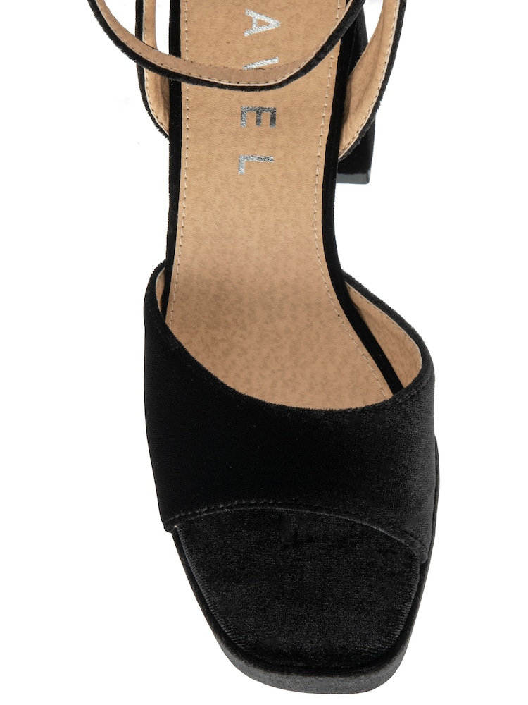 Ravel Black Velvet Heeled Sandals - Image 4 of 4 Ravel Black Velvet Heeled Sandals - Image 4 of 4