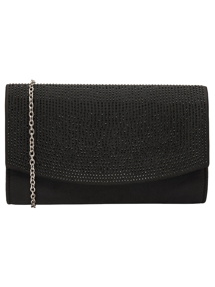 Ravel Black Clutch Bag with Chain - Image 1 of 4 Ravel Black Clutch Bag with Chain - Image 1 of 4