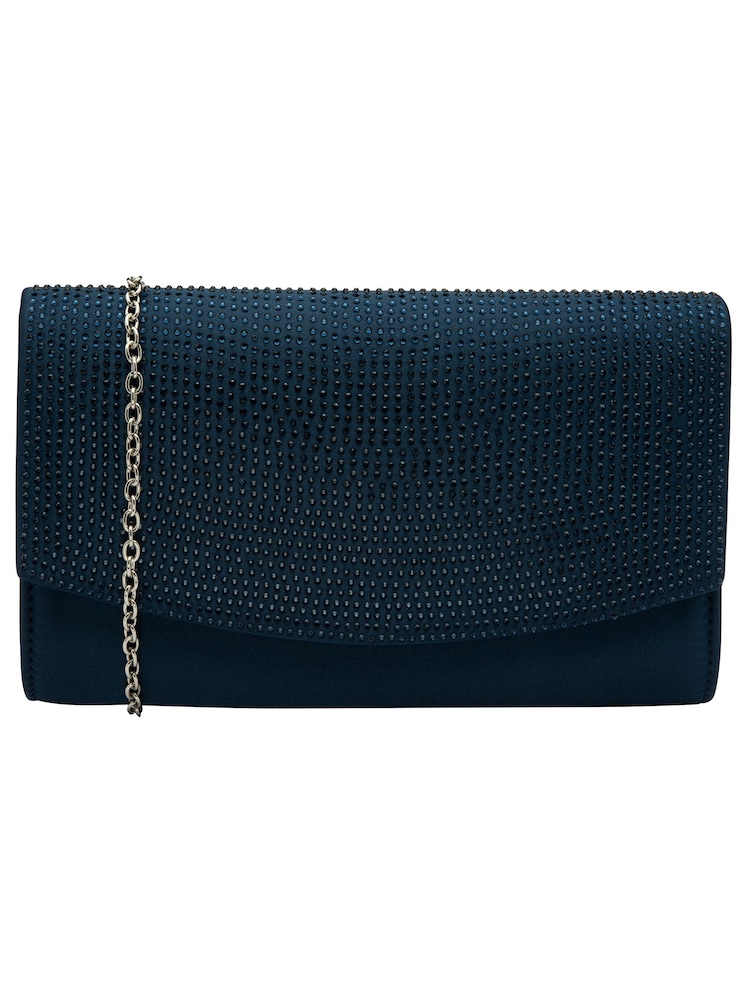 Ravel Blue Clutch Bag with Chain - Image 1 of 4 Ravel Blue Clutch Bag with Chain - Image 1 of 4