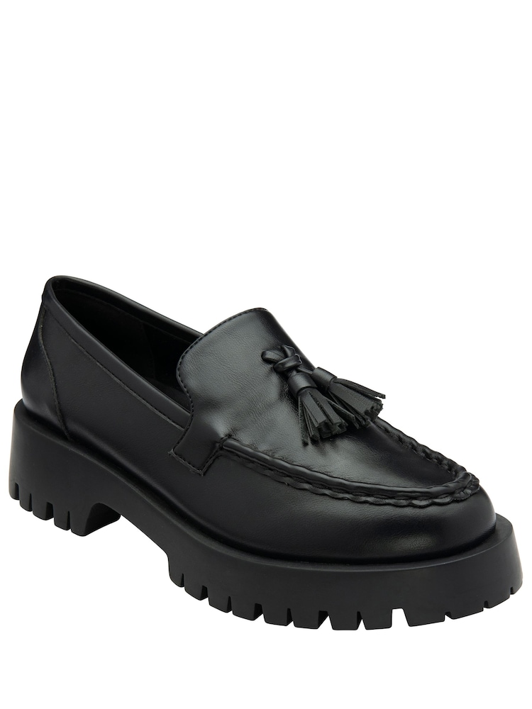 Ravel Black Cleated Sole Loafers - Image 1 of 4 Ravel Black Cleated Sole Loafers - Image 1 of 4