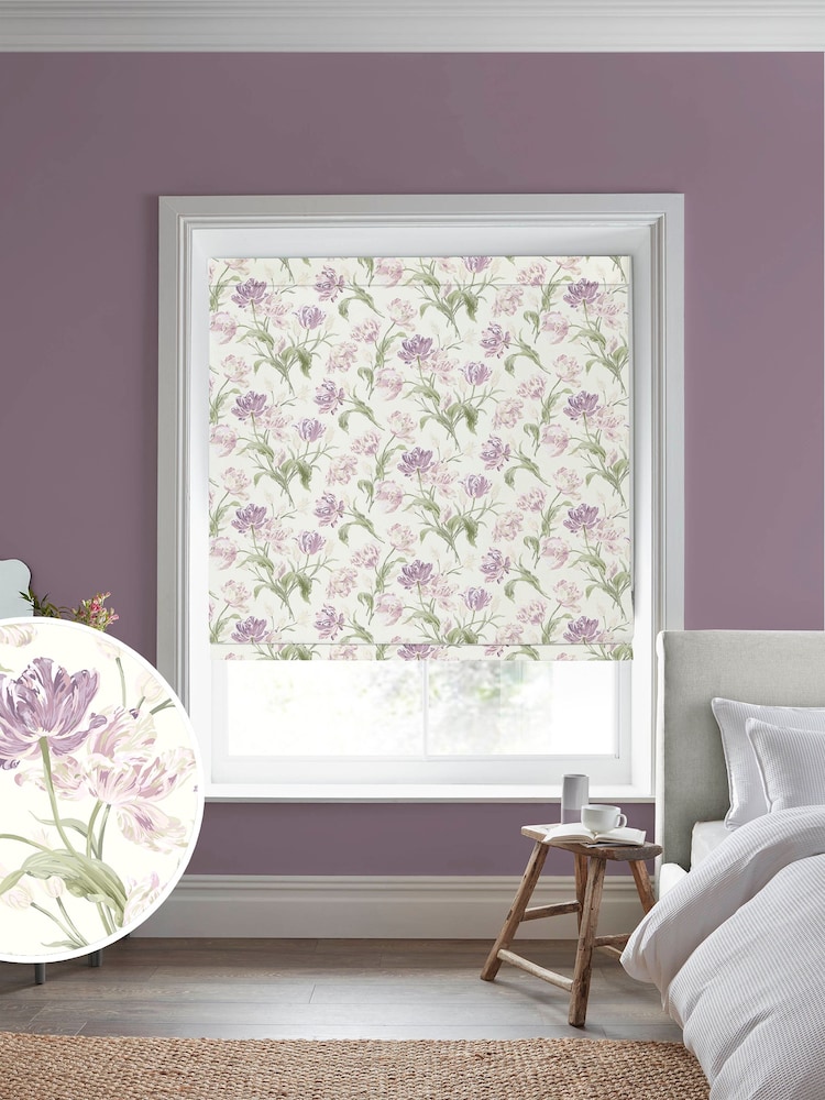 Laura Ashley Grape 100% Cotton Gosford Made to Measure Roman Blind - Image 1 of 6
