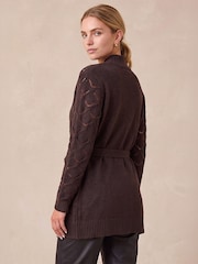 Brun - Roman Pointelle-cardigan Med belte - Bilde 3 av 4