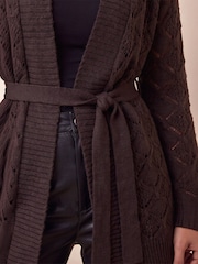 Brun - Roman Pointelle-cardigan Med belte - Bilde 4 av 4