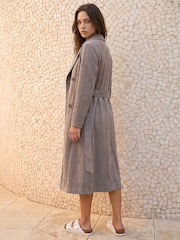 Roman Grey Petite Faux Suede Trench Coat - Image 3 of 4