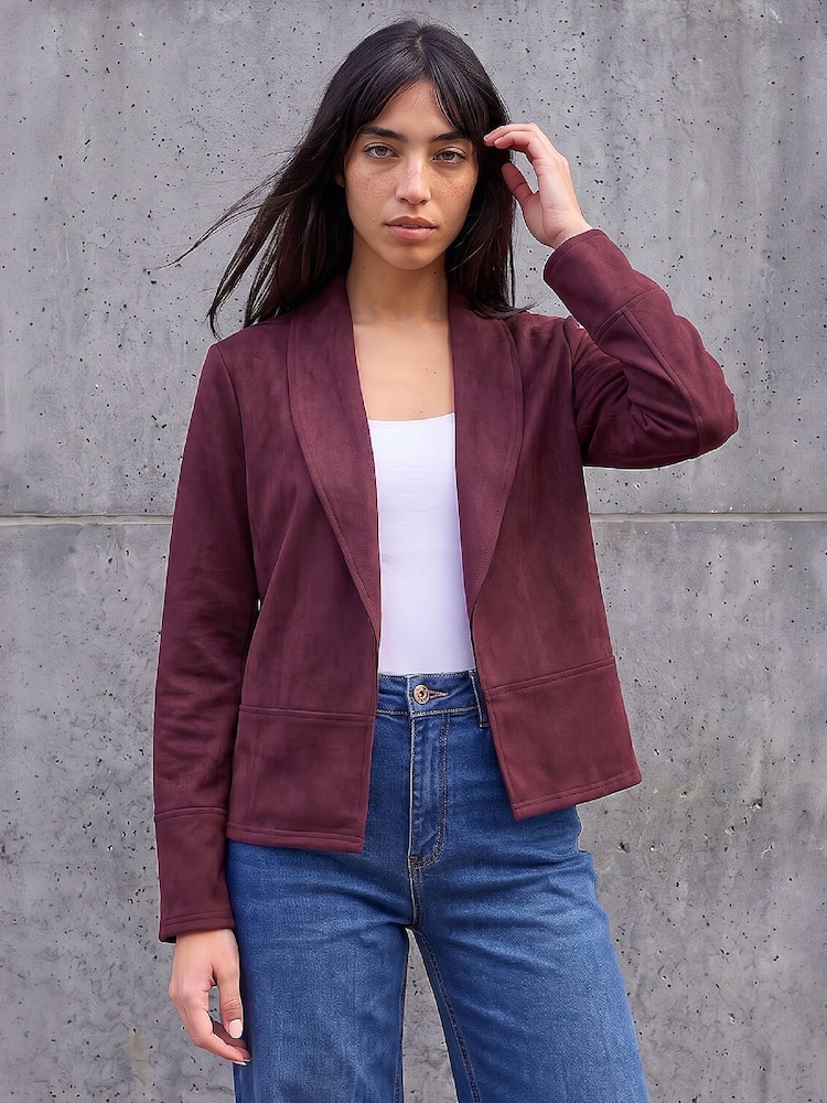 Roman Red Petite Faux Suede Jacket - Image 1 of 4