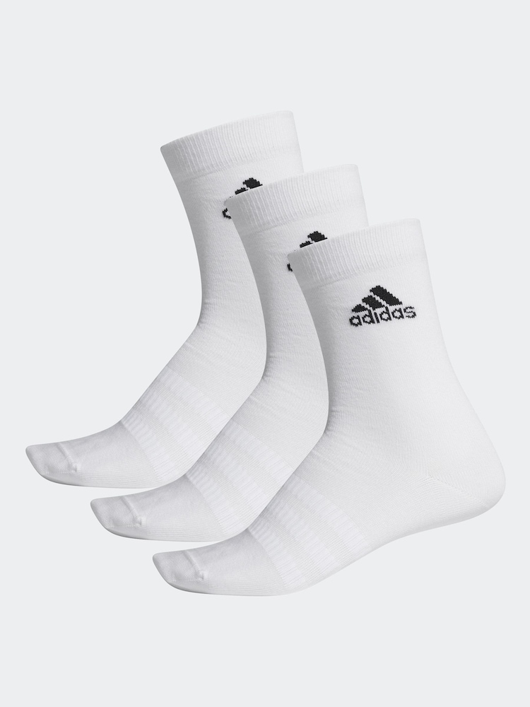 adidas White Adult Crew Socks 3 Pairs - Image 1 of 1
