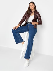 Long Tall Sally Red Faux Leather Funnel Neck Jacket - Image 2 of 4