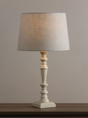 Laura Ashley White Tate Wood Painted Candlestick Table Lamp Base - Image 2 of 6