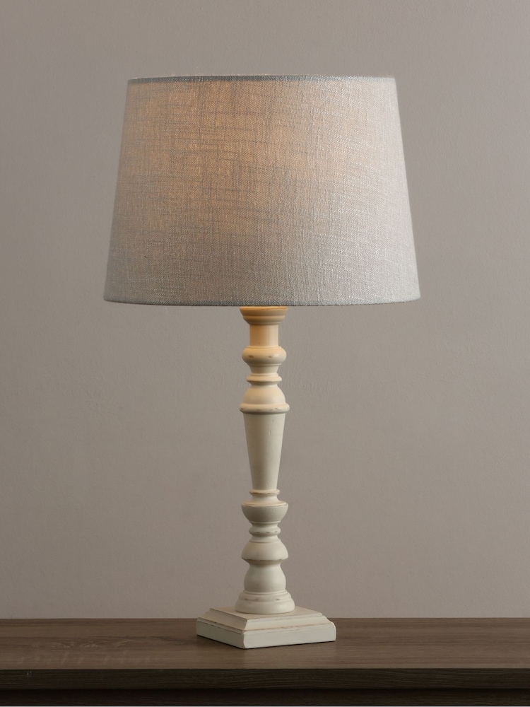 Laura Ashley White Tate Wood Painted Candlestick Table Lamp Base - Image 2 of 6