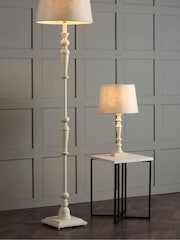 Laura Ashley White Tate Wood Painted Candlestick Table Lamp Base - Image 4 of 6