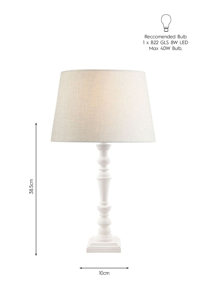 Laura Ashley White Tate Wood Painted Candlestick Table Lamp Base - Image 6 of 6