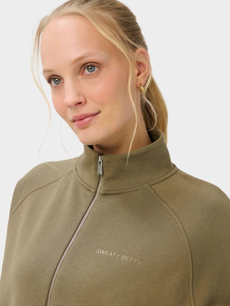 Sweaty Betty Green Revive Rib Mix Half Zip Sweatshirt - Image 2 of 6 Sweaty Betty Green Revive Rib Mix Half Zip Sweatshirt - Image 2 of 6