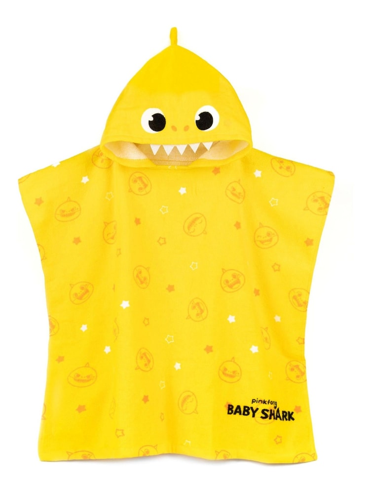 Vanilla Underground Yellow Baby Shark Character 100% Cotton Towel Poncho - Image 1 of 5