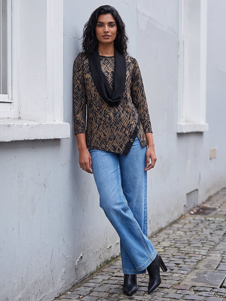 Roman Brown Print Scarf Tunic - Image 2 of 4